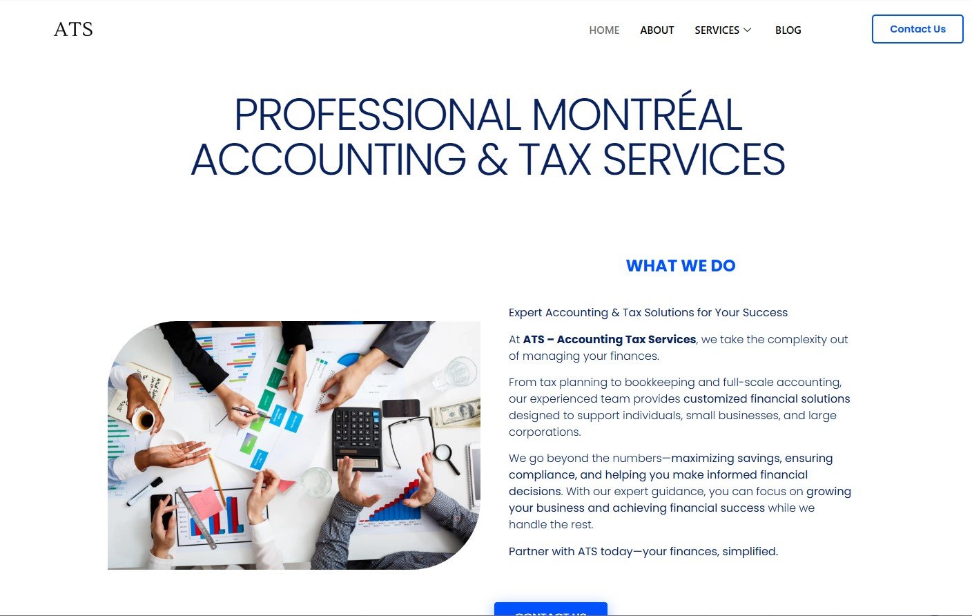 Team of accountants reviewing financial documents and tax forms.
